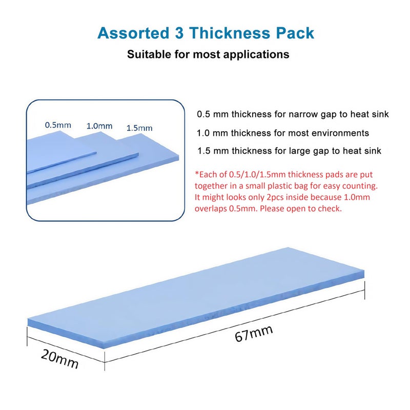 A ADWITS [ 12-Pack ] Thermal Conductive Silicone Pads, Soft Safe Simple to Apply for SSD CPU GPU LED IC Chipset Cooling -Blue - Image 3